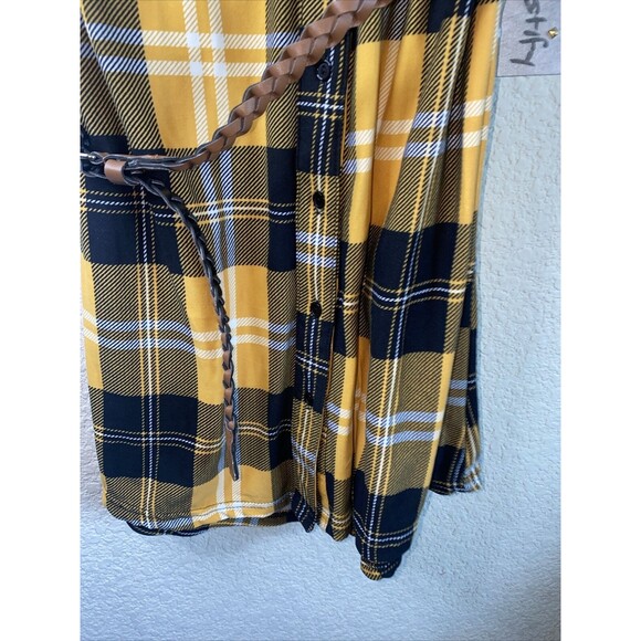 new Justify Women western Plaid shirt dress Button Roll Tab country nashville - Picture 10 of 10